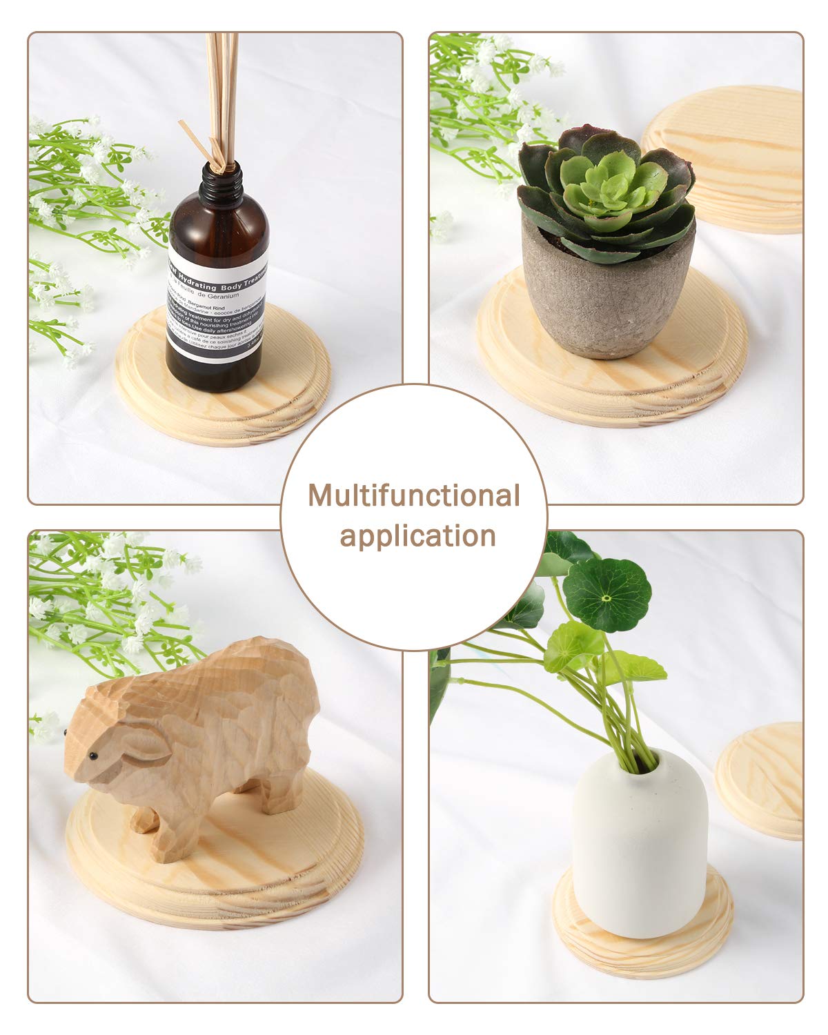 Pllieay 2Pcs 4 Inch Round Wooden Plaque, Unfinished Natural Pine Circle Plaque Wood Base for Craft Projects and DIY Home Decoration