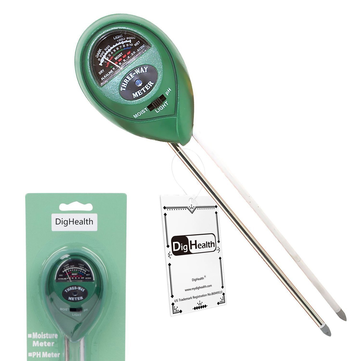 Ebeauty Soil Moisture, Light and pH Testing 3-in-1 Soil Tester Meter for Indoor or Outdoor Plants Flowers Grass and Lawn