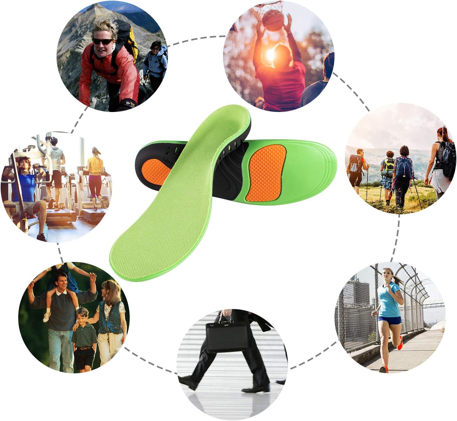 Shoe Insoles for Arch Pain Plantar Fasciitis Feet Insoles Arch Supports Orthotics Inserts Relieve Flat Feet High Arch Foot Pain for Men Women (Green, (1pair) L: M10-12 / W 11-13 (11.81")): Health & Personal Care