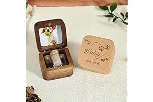 Personalised Pet Keepsake Box With Photo, Custom Wooden Engraved Pet Fur Hair Nails Teeth Memorial Container For Rabbits, Hor