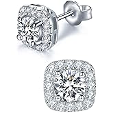 IMOLOVE Moissanite Stud Earrings for Women in Sterling Silver Hypoallergenic 1-3CT D Color Round Cut Moissante Earrings