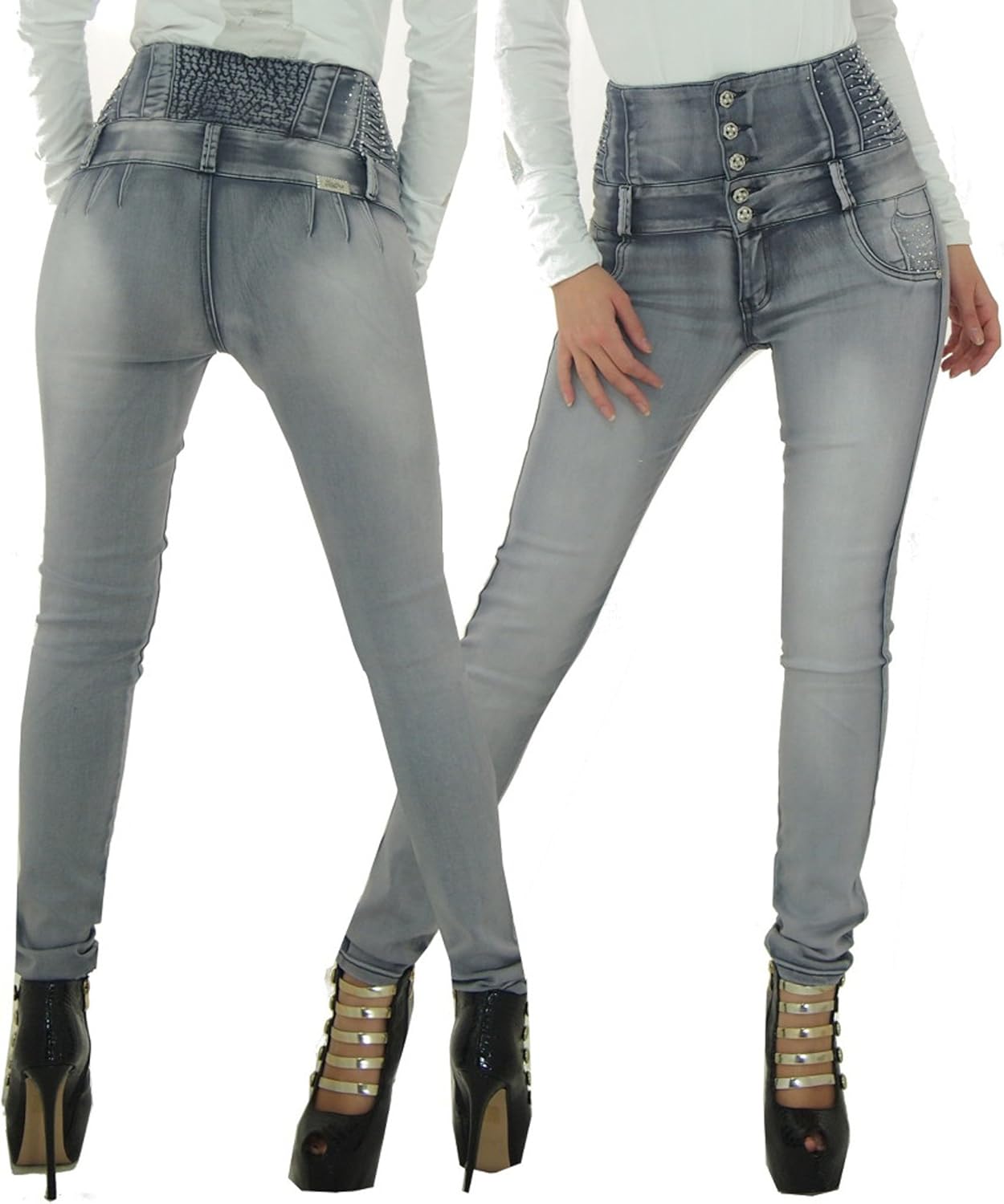 Hadabella High Waist Pump Up Push Up Figure Molding Jeans Ladies Girls Women S Quality Stretchy Grey Denim Backside Lifting Jeans With Our Own Unique Design Amazon Co Uk Clothing