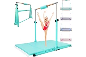 Seliyoo Foldable Gymnastic Bar for Kids Ages 3-20,5FT/6FT Horizontal Bar Base Length,Height Adjustable Kids Training Bar for Gymnastics,Gymnastics Equipment for Home Clubs