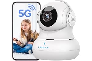 litokam Camera Surveillance Interieur, 2.4/5ghz Security Cameras Indoor 5MP Pet Cameras Home Security Camera for Dog/Baby Mon