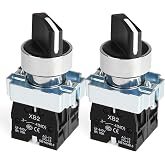 APIELE (Pack of 2) 22mm 3 Position Selector Switch Maintained 2NO XB2-20X/31 (3 Position Maintained)