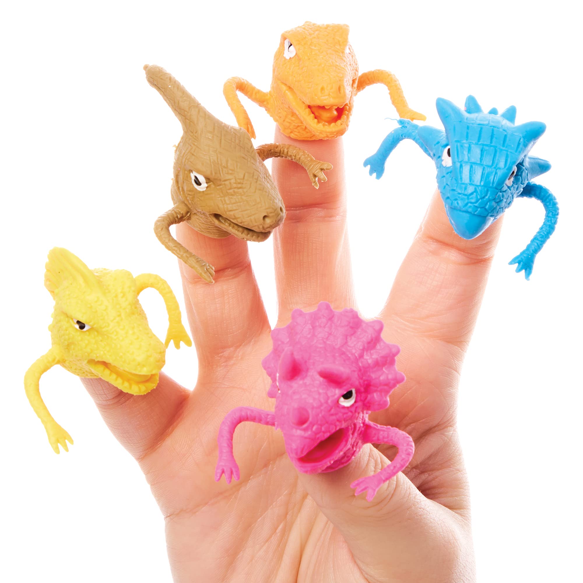 Baker Ross FX671 Dinosaur Finger Puppets - Pack of 10, Party Bag Fillers for Kids
