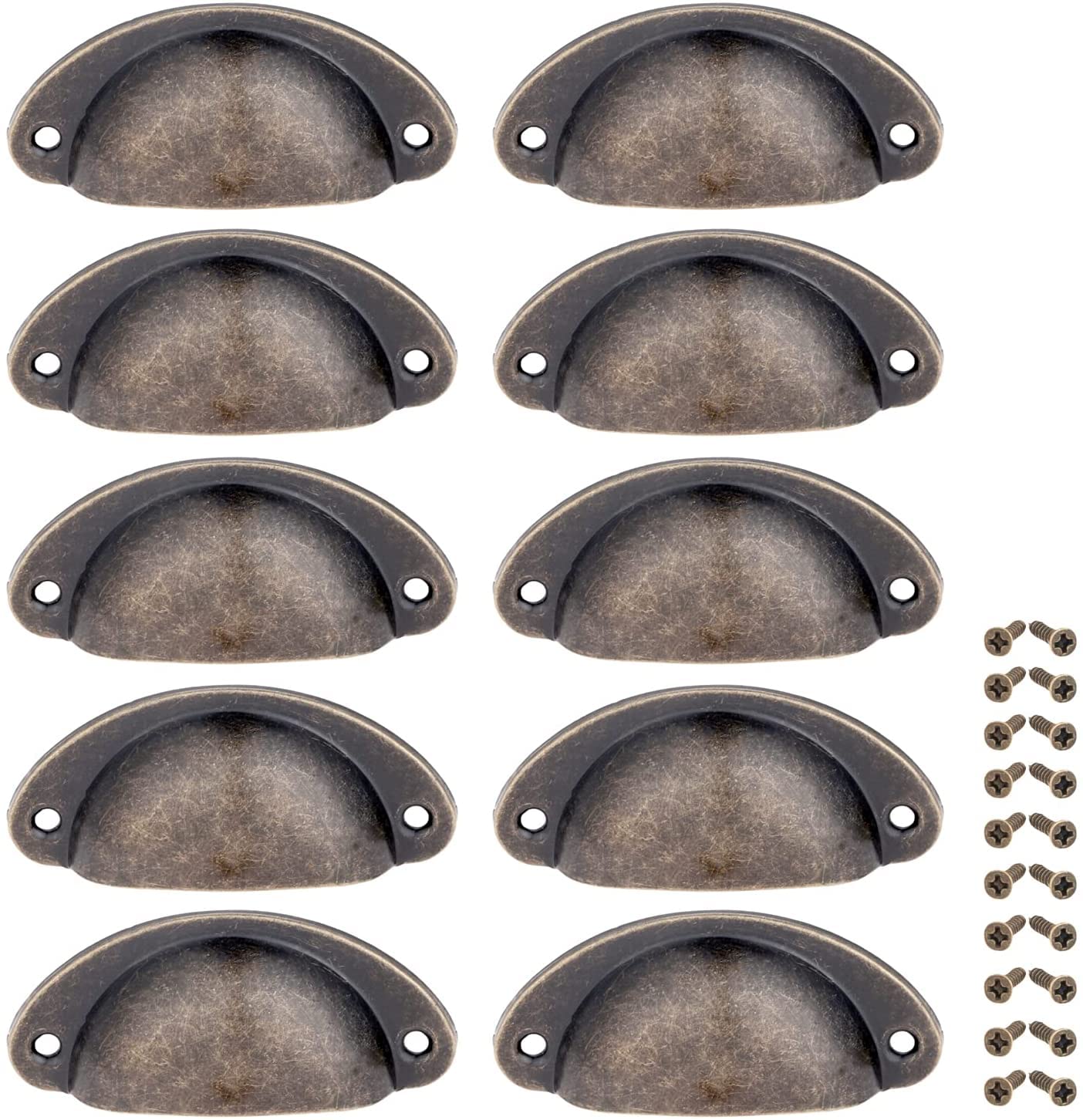 Yetaha 10PCS Cabinet Cup Pull Handle, 82x35mm Drawer Shell Pull Handles, Retro Antique Kitchen Cupboard Pulls, Antique Bronze — image 1