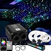 AZIMOM Dual Color 20w Twinkle Fiber Optic Starlight Headliner Kits 600pcs 0.03in 9.8ft, RGB Meteor Shooting Star, Sound Activated Remote APP Control Home Car Ceiling D&eacute;cor