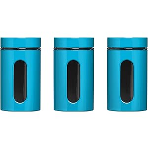 Premier Housewares Set of 3 Turquoise Blue Storage Canisters