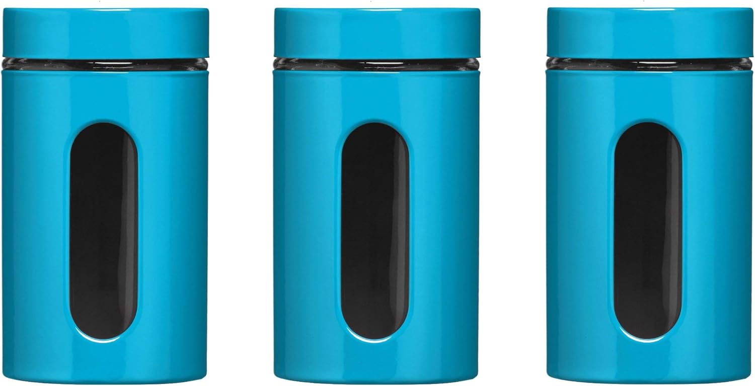Premier Housewares Set of 3 Turquoise Blue Storage Canisters