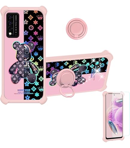 For T-Mobile Revvl V V Plus 5G Glitter Bling Full Body Built In Screen Protector Case Phone Case PU Shock Bumper Scratch Guard Skin Wrap Slim Cover - Foto 7
