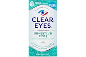 Clear Eyes Sensitive Eyes Eye Drops – Gentle Relief for Red, Itchy, Dry Eyes, 12 Hours of Soothing Comfort, 0.5 Fl Oz