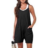 ANRABESS Womens Rompers Summer Casual Loose Sleeveless Overalls Spaghetti Strap Shorts Jumpsuit 2026 Beach Vacation Clothes