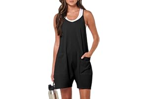 ANRABESS Womens Rompers Summer Casual Loose Sleeveless Overalls Spaghetti Strap Shorts Jumpsuit 2025 Beach Vacation Outfits