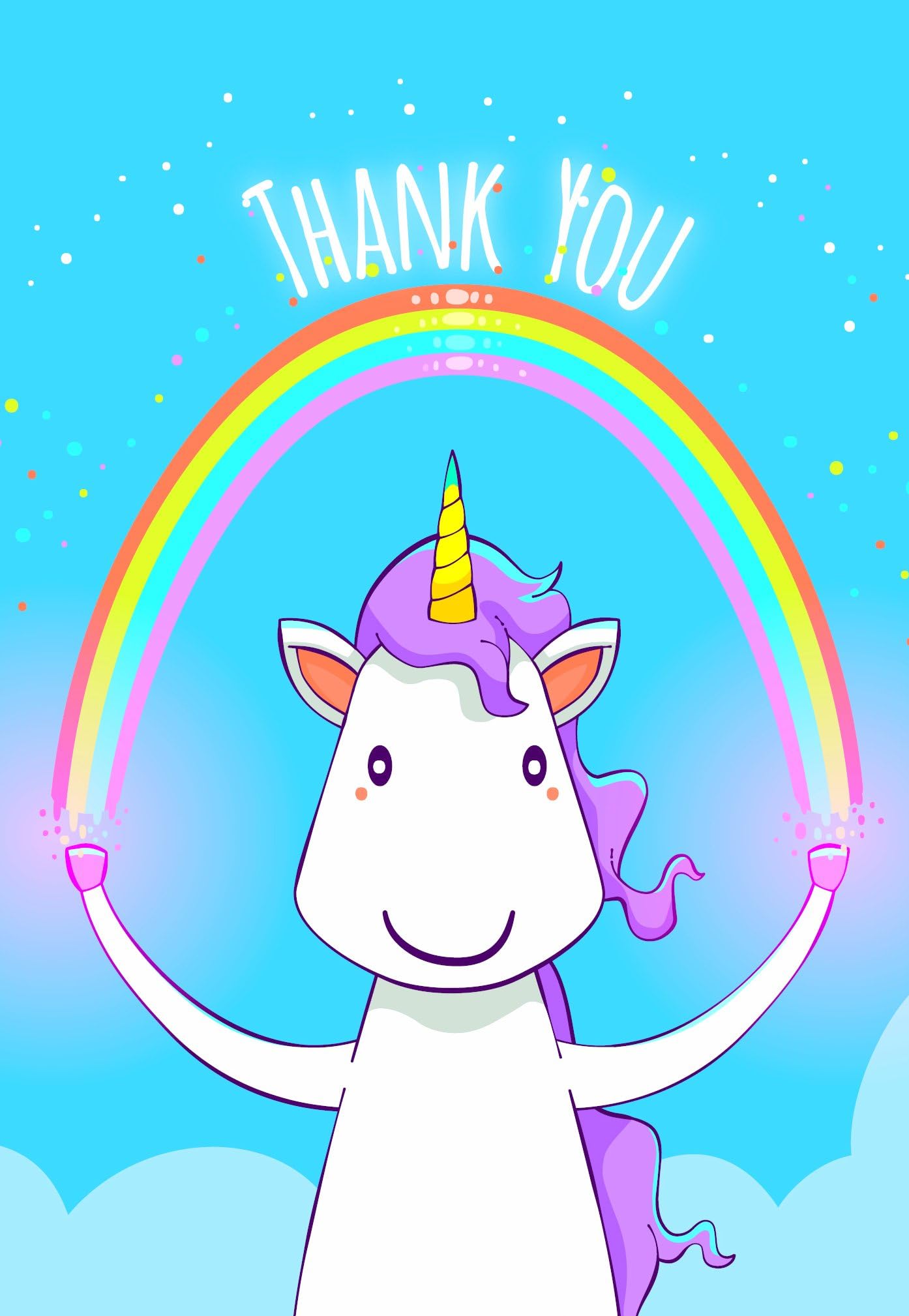 Pack of 10 Unicorn Design Thank-You Cards & Envelopes by Greetingles