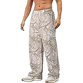 Eutten Mens Baggy Camo Sweatpants Open Bottom Elastic Waisted Wide Leg Fleece Joggers Loose Sweat Pants wtih Pockets