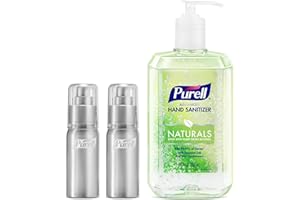 PURELL Advanced Hand Sanitizer Naturals + Refillable Aluminum Bottles, (2) 2 fl oz Travel-Size Bottles (Shipped Empty) and (1) 24 fl oz Refill (Pack of 1) – 3282-12KIT-EC