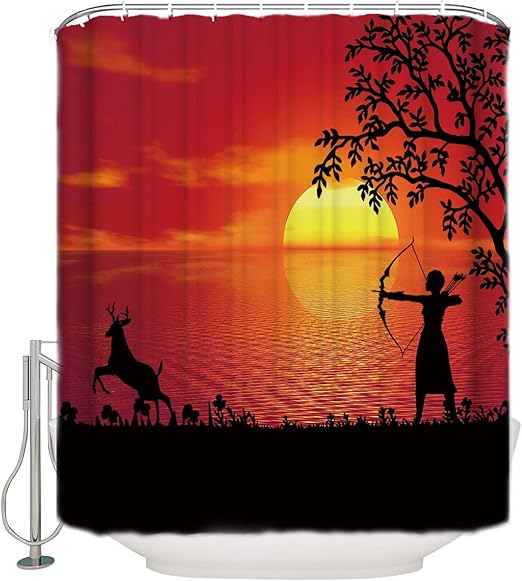 Amazon Com Z L Home Deer And Hunter Silhouette Shower Curtains