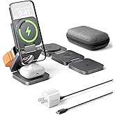 Qi2 Certified 3 in 1 Travel Charger MagSafe Compatible, Upgraded Foldable Wireless Charger Stand, Mag-Safe 3 in 1 Charging Station,15W Fast Charging for iPhone 17/16/15/14/13/12, Apple Watch, AirPods