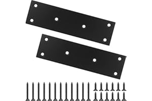 BOODVON Black Stainless Steel Flat Straight Mending Plate, Double-Wide Joining Plate for Wood Furniture Fastening & Fixing with 2 Sets of Screws of Different Lengths (48x169mm, 4 Pack)