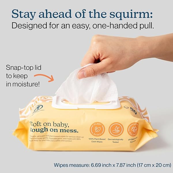 WIPEMATE EWG-VERIFIED PREMIUM BABY WIPES, 99% WATER-BASED, PLASTIC-FREE, ULTRA-SOFT PLANT-BASED WIPE, CHLORINE/ALCOHOL-FREE, PH-BALANCED, HYPOALLERGENIC CRUELTY-FREE WITH DURABLE FLIP-TOP LID 80-CT
