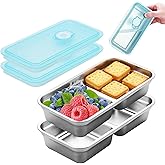 WandaQueen Stainless Steel Snack Containers Reusable with Lid, Grab and Go 2 Compartment Snack Food Storage Containers for School Travel and Outdoor Camping Dishwasher Safe (2)
