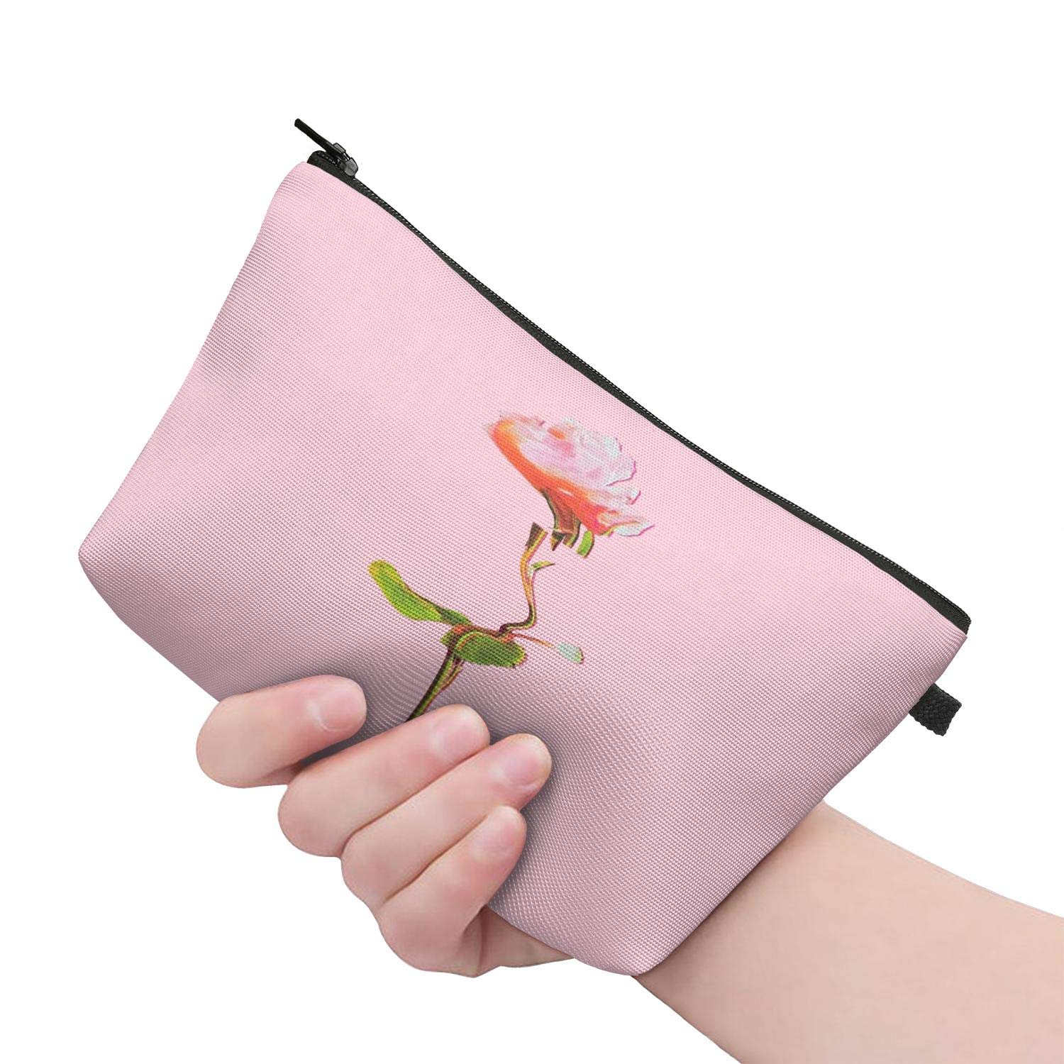 Taylor Swift Maroon Glitch Flower Small Makeup Bag Travel Cosmetic Organizer with Zipper.