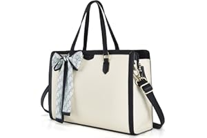 Missnine Laptop Tote Bag for Women 15.6 Inch Leather Work Bags Teacher Computer Purse Briefcase Handbag for Office, Travel