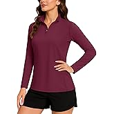 TACVASEN Women's Quarter Zip Pullover Golf Shirts UPF 50+ Long Sleeve Sun Shirts UV Protection Workout Tops