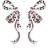 Flyonce Christmas Bow Earrings Sparkly Rhinestone Crystal Bowknot Ribbon Drop Dangle Earring for Women Xmas Jewelry