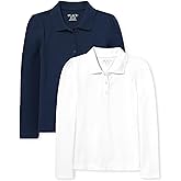 The Children's Place Girls' Long Sleeve Pique Polo 2 Pack