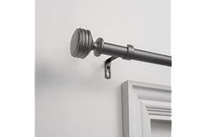 Exclusive Home Curtains Duke 1" Curtain Rod and Coordinating Finial Set, Gunmetal, Adjustable 36"-72"