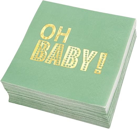 Amazon Com Baby Shower Cocktail Napkins 50 Pack Gold Foil Oh