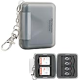 PROfezzion SD Card Holder Case for 4 SD/SDXC/SDHC &amp; 8 microSD TF Memory | Small and Portable, Water-Resistant, Hard Shell with Soft Rubber Interior, Memory Card Organizer Storage Box with Keychain