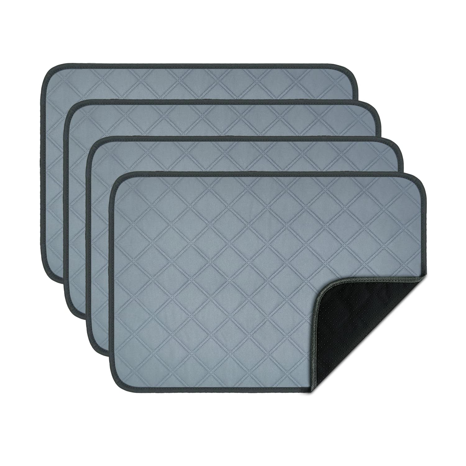Photo 1 of RIOUSSI Washable Pee Pads for Dogs, Reusable, Absorbent, Leakproof, Non Slip Pet Puppy Pads for Potty Training. Light Gray, 18x24 Inch(4pack)