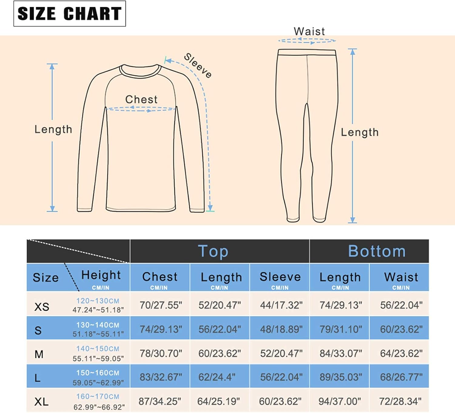 MeetHoo Thermal Underwear Set for Boys, Fleece Lined Long Johns Soft Warm Base Layer for Kids (Size 8-16 Years): Clothing