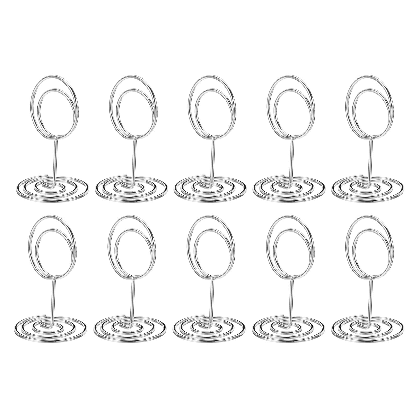 PATIKIL 2 Inch Table Number Holder, 10 Pack Wire Photo Picture Place Card Seating Labels Round Shape Clips for Party Meeting Wedding Displaying, Silver Tone