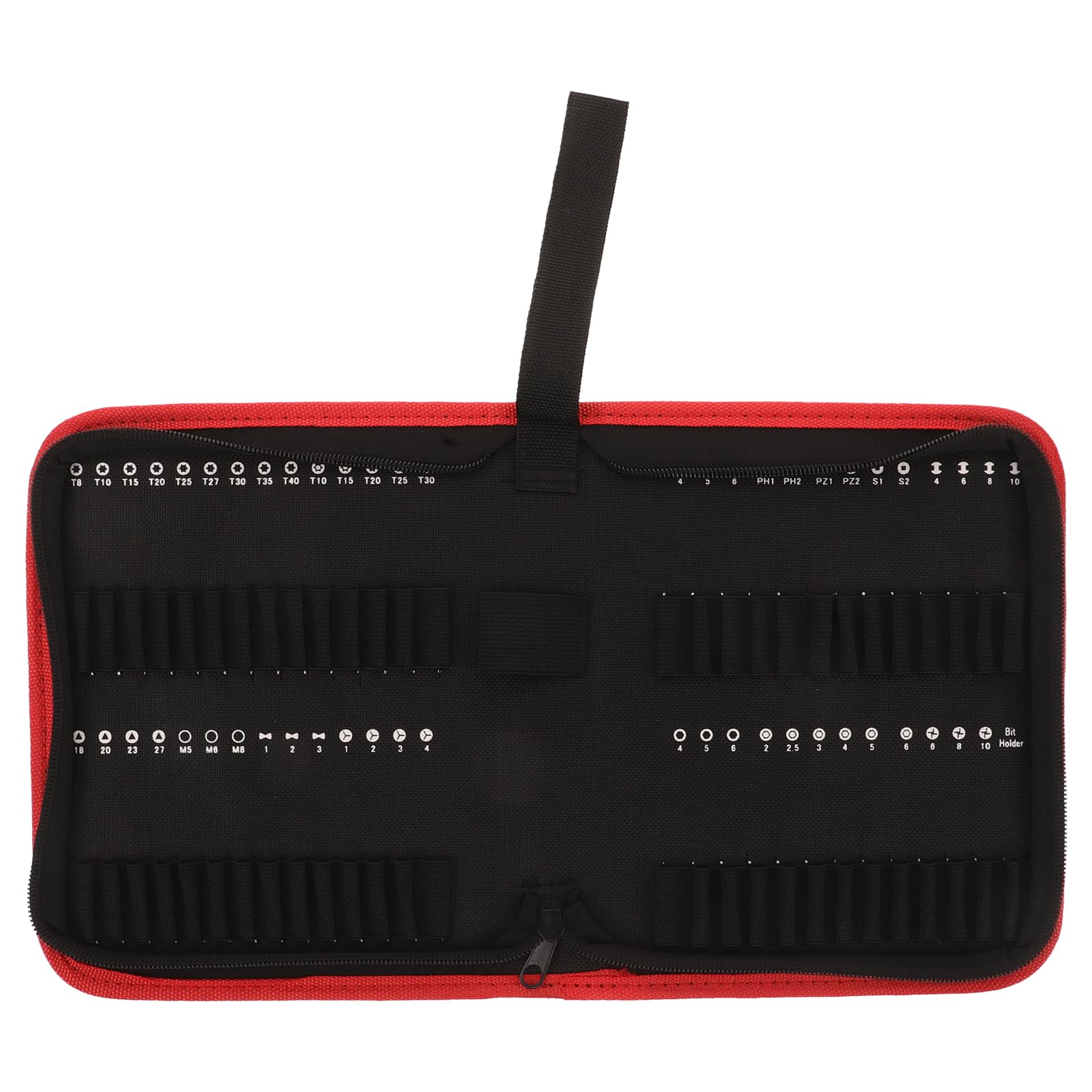 DOITOOL Drill Bit Storage Pouch - 55 Slots Screwdriver Hex Driver Case with Clear Size Labels - Oxford Cloth Tool Organizer Bag Zip Closure for Carpentry DIY Projects & Professional Trades
