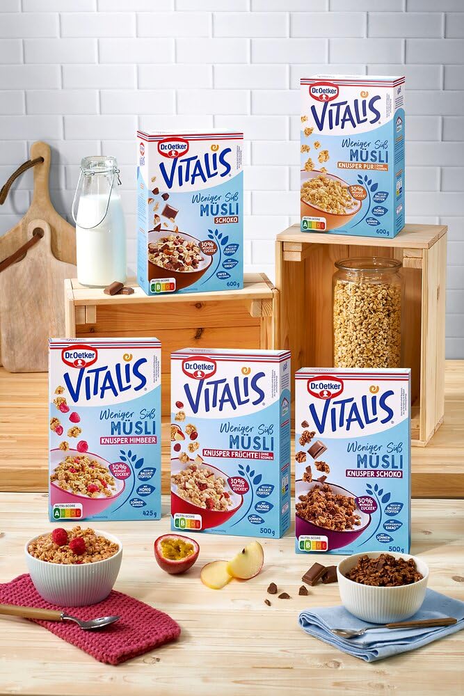 Dr. Oetker Vitalis Weniger Süß Knusper Frucht: Knuspermüsli mit Cranberries und Apfelscheiben, 6er Packung, (6 x 500g) 5