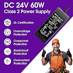 HitLights 24V Power Supply, 2.5A 60W Adapter