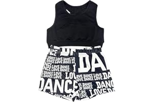 TAIKMD Girl's Kids 2-Piece Gymnastics Dance Outfit Athletic Active Set Racer Crop Top with Sport Shorts Swimsuit Clothes