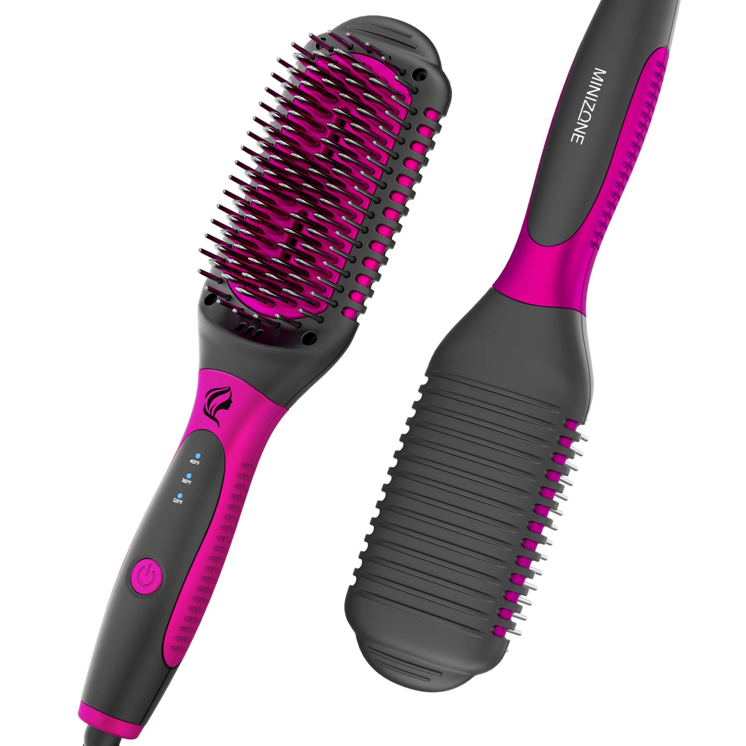 MINIZONE Hair Straightener Brush 2 IN 1 Ionic Straightening Brush with 3 Heat Levels Fast Ceramic Heating & Anti-Scald & Auto-Off Safe & Easy to Use, Straightening Comb for Travel, Salon at Home : Beauty