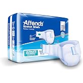 Attends Stretch Adult Incontinence Briefs, Large/X-Large, 96 Ct Case | 40-70in Waist, Dry-Lock Absorbent Core, Breathable Material, Tab Closure, Leg Cuffs, Odor Control, For Men and Women