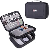BUBM Electronic Organizer, Double Layer Travel Gadget Carry Bag for Cables, Plugs, Earphone, Flash Hard Drive and More--a Sleeve Pouch for iPad Mini(Medium, Black)