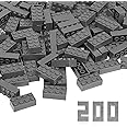 Unirolic Classic Building Bricks, 200 Piece 2x4 Building Blocks STEM Creative Building Toys Compatible with All Major Brands, MOC Building Bricks DIY Play Set for Kids Age 6+(Dark Grey)
