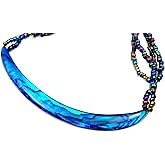 Swimmi Handcrafted Crescent Abalone Necklace, Natural Paua Abalone Necklaces for Women Men, Handmade Rainbow Beads Seashell Necklace Jewelry BA362