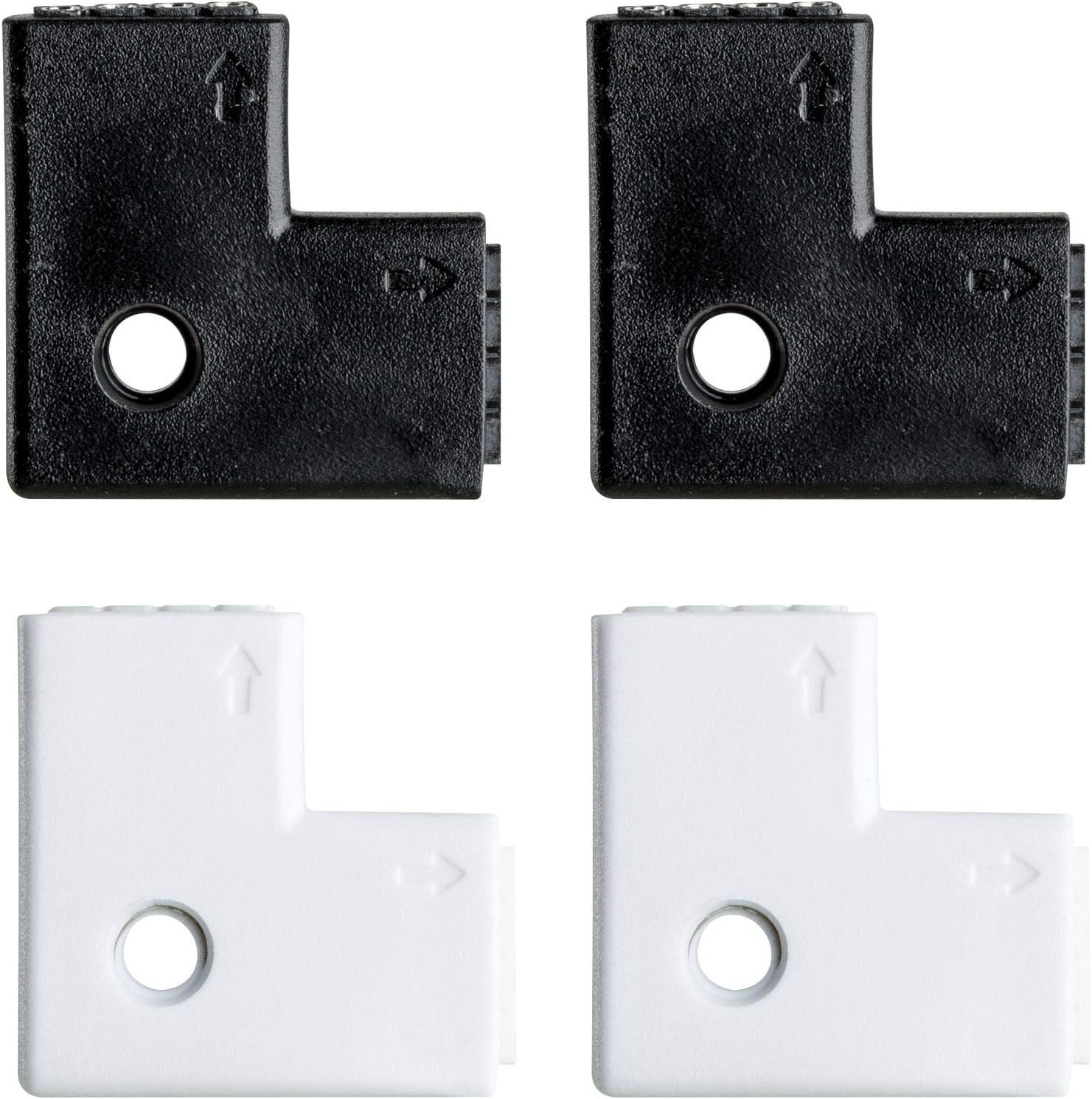 Paulmann 70599 YourLED 90° Corner Connector for LED Strip 4-Pack Strip Accessory White Black Plastic 2X White 2X Black incl. 4-Way pin - Image 3