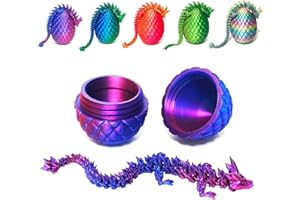 MARSPOWER 3D Printed Dragon in Egg,Full Articulated Dragon Crystal Dragon with Dragon Egg,Flexible Joints Home Decor Executive Desk Toys,Home Office Decor Executive Desk Toys for Autism/ADHD (Laser Purple)