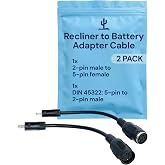 Blue Cactus 2 Pin to 5 Pin Adapter Recliner Cables 2-Pack, DIN 45322 &amp; 5521 | Connects 2-pin Battery to Major Recliner Brands - 1pc DIN 45322 5 Pin to 2 Pin Adapter Recliner Cable - 1pc 2-pin to 5521