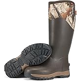 HISEA Rubber Rain Boots for Men, Waterproof Insulated Neoprene Hunting Boots, Durable Anti-Slip Outdoor Mud Boots for Hunting Gardening Farming Fishing Yard Working, Adjustable Calf